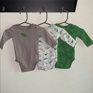 3 long sleeve Dino onesies
